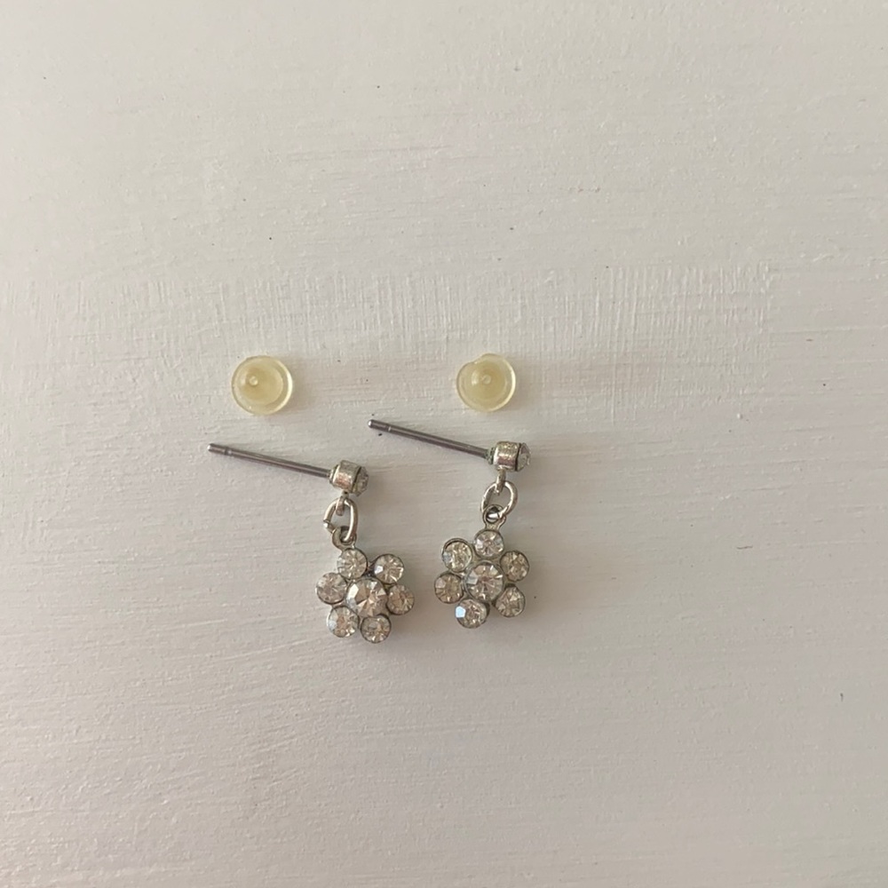 Small Diamond Flower Earrings